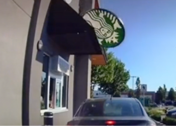 Watch: Starbucks Sign Falls on Man in Drive-Thru