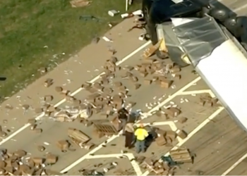 Truck Crashes and Spills Adult Toys All Over Highway