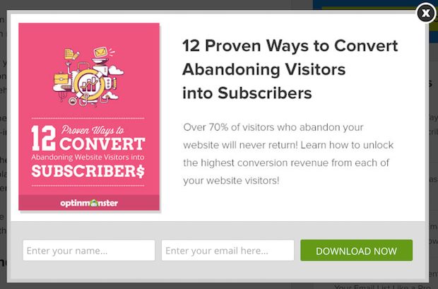 Screenshot of Optinmonster Ebook Offer