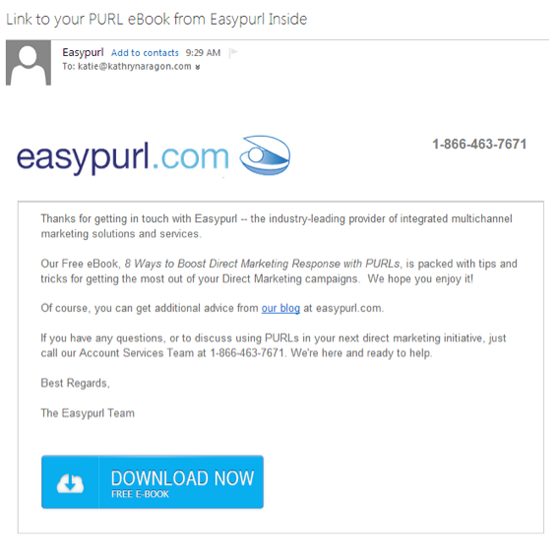 Screenshot of Generic Email Sample