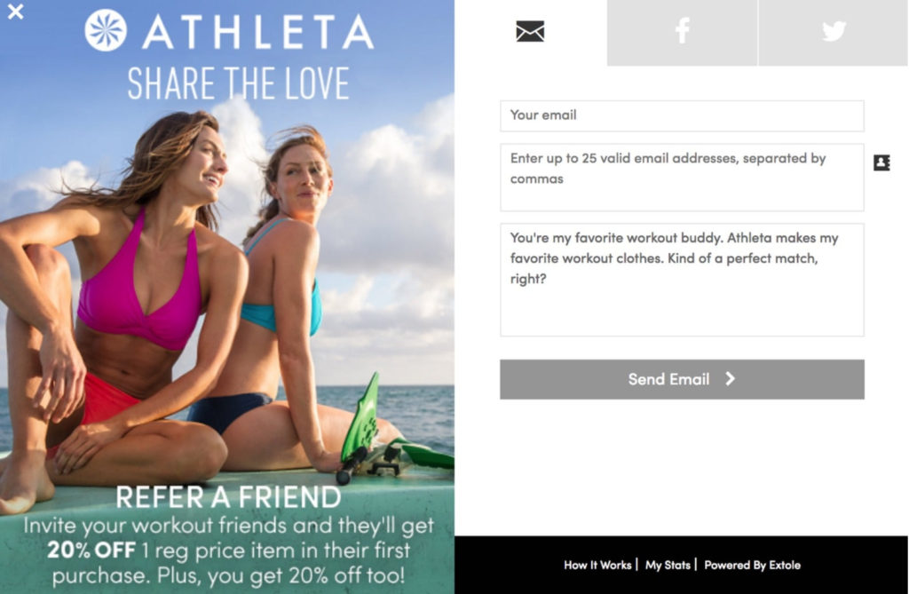 Screenshot of Athleta referral ads