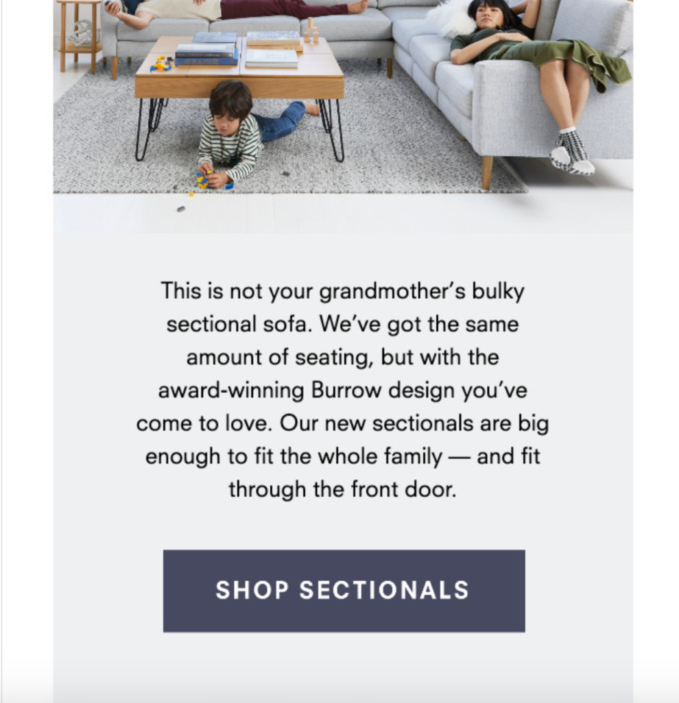 Screenshot of Burrow Email