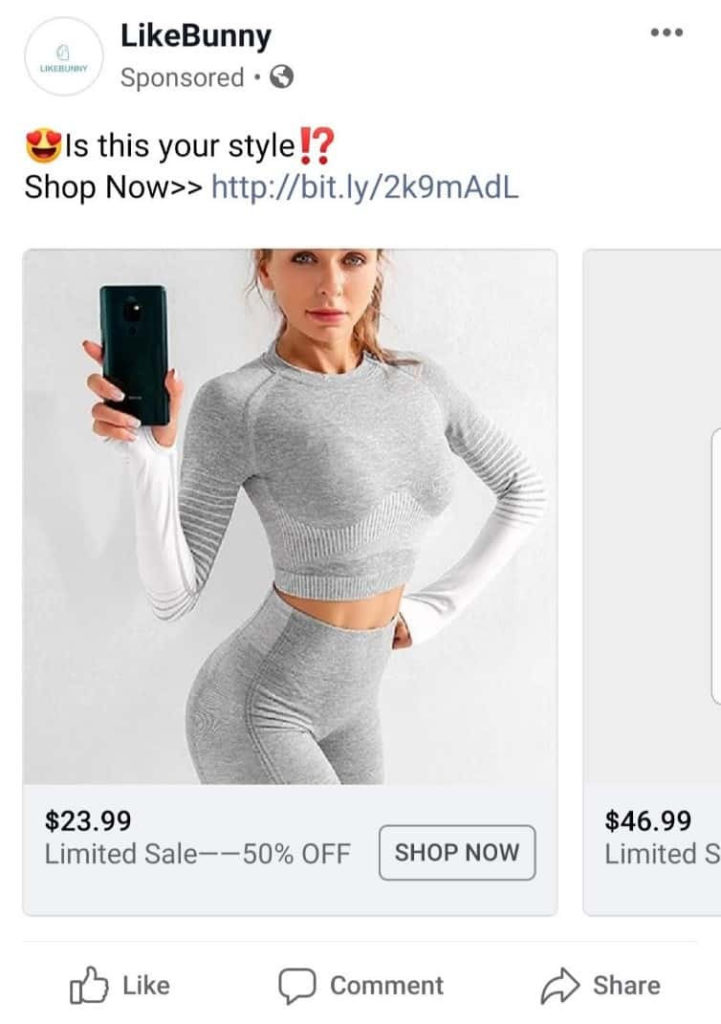 Screenshot of Likebunny customizes remarketing ads on social media based on a user’s activity on their site with custom discount