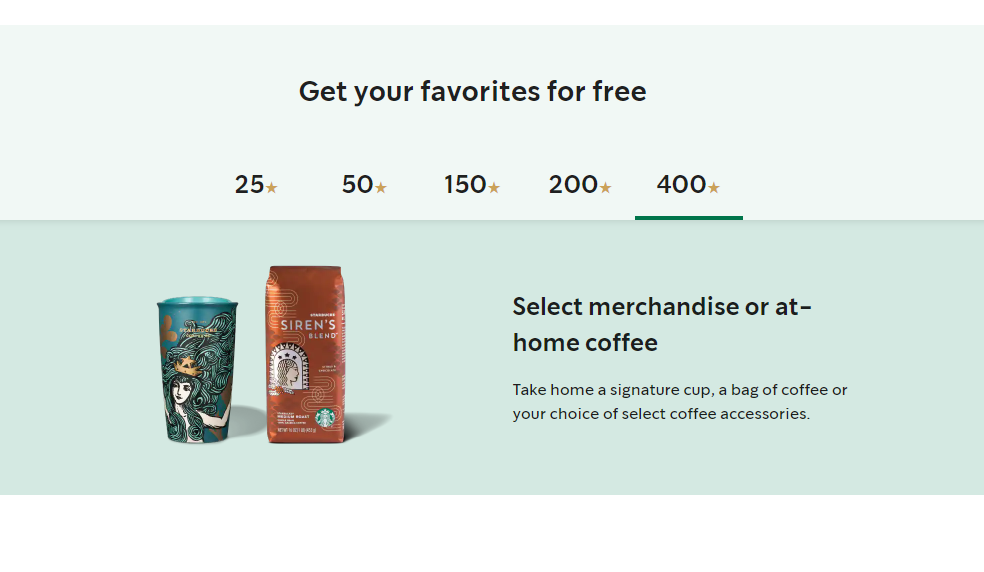 Screenshot of Starbucks Rewards