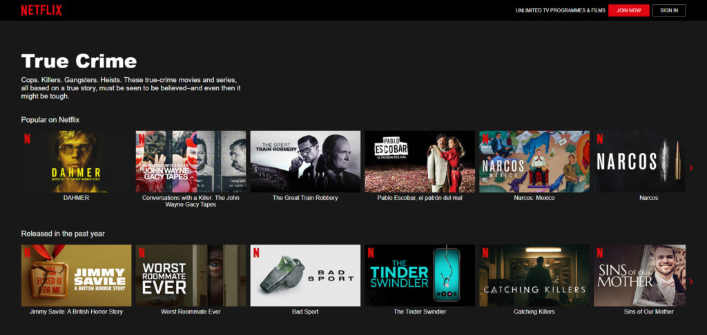 Screenshot of Netflix 