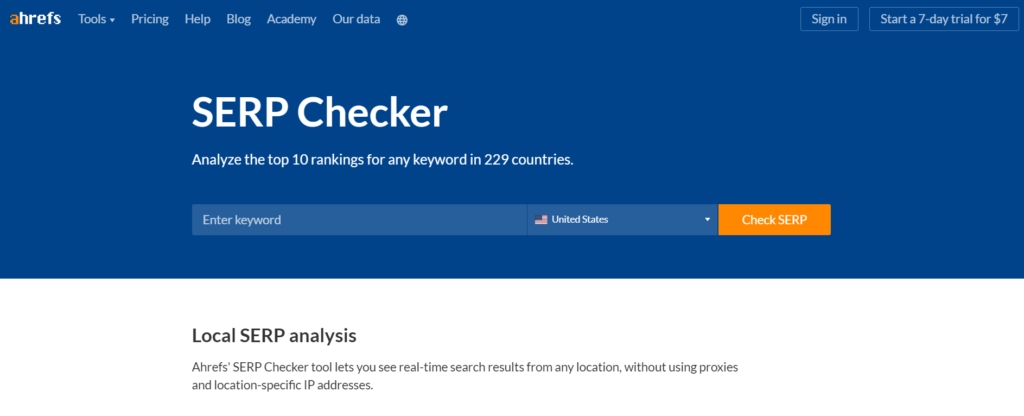 ahrefs-serp-checker-tool-searchbar