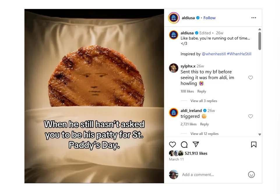 Aldi Instagram post